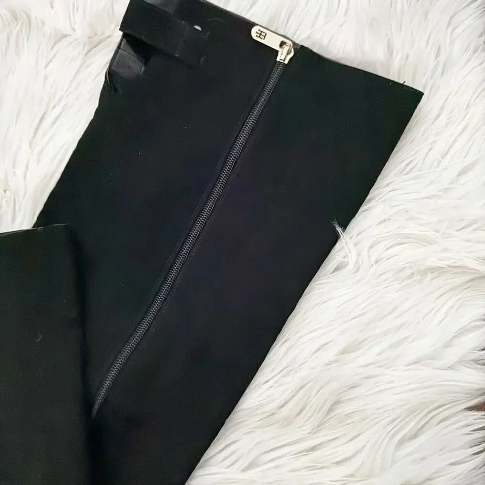 TOMMY HILFIGER | Faux Suede Black Gold Hardware Over Knee Boots Twnarzel | 9
